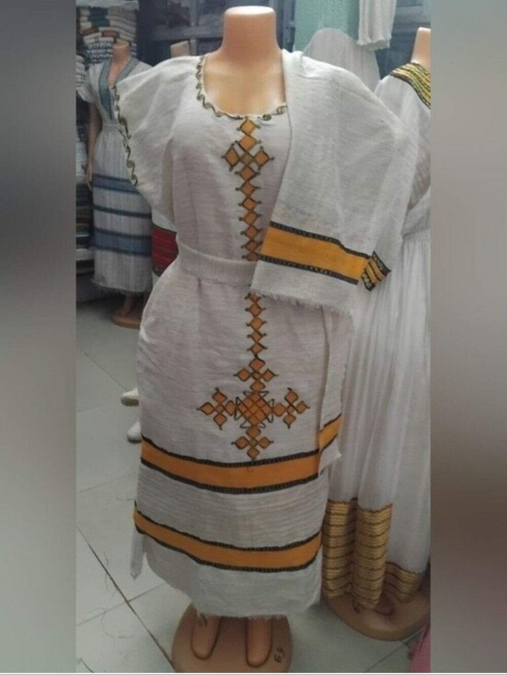 Ethiopian Tradtional Dress, Habesha Kemsi ,+ Scarf Free Size